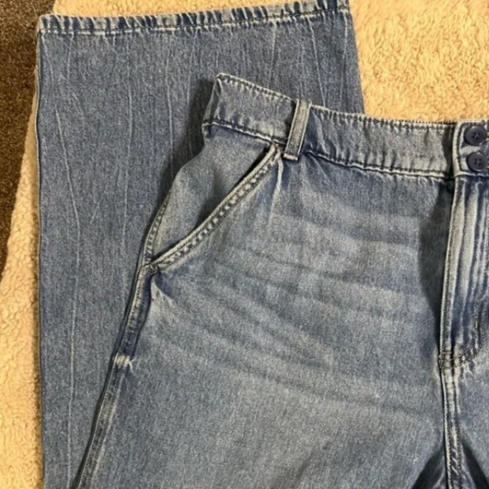 S.O. High Rise Wide Leg Jeans 90s Looks - Blue Denim Jeans Women's XL 35in Waist